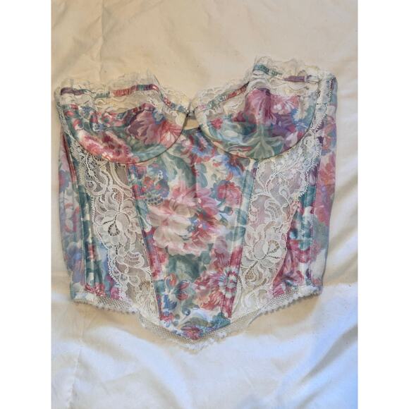 VTG Christian Dior Women's Boned Longline bustier Strapless Bra Size 34B floral - Picture 2 of 9